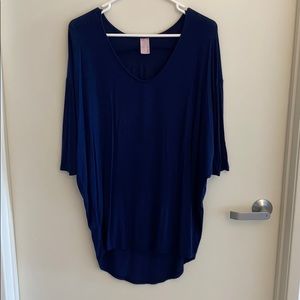 3/4 sleeve blue tunic top